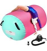 KIKILIVE Inflatable Gymnastics Air Roller Barrel, Tumble Rolling Air Roller Gymnastics Barrel wit...