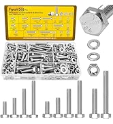 Fgruh 260PCS Hex Bolts and Nuts Assortment Kit,1/4-20, 5/16-18, 3/8-16 Hex Head Bolt Nut and Flat...