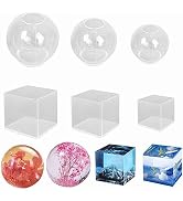 Accfore 6 Pcs Sphere Cube Resin Molds,Clear Resin Molds Silicone Epoxy Resin Molds DIY Seamless C...