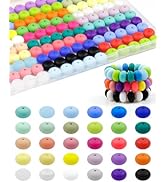 180PCS FIVEIZERO Abuscus Silicone Beads Bulk,14mm 30 Colors Silicone Lentil Beads Abacus Beads Lo...