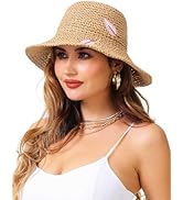 LA CARRIE Womens Sun Hat Floppy Packable Wide Brim UV Protection UPF 50+ Straw Hat with Embroider...
