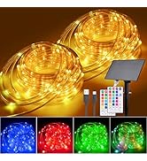 Hozplex Solar Rope Lights Outdoor Waterproof, 99Ft 300 LED String Light Fairy Solar Powered & USB...