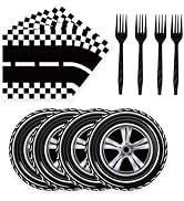 72 Pcs Race Car Paper Plates and Napkins Party Supplies , Race Car Birthday Party Decorations Dis...