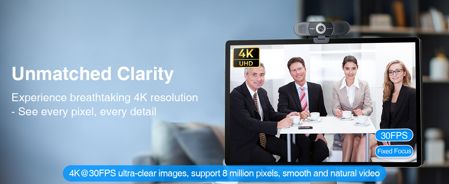 4K UHD CMOS 6P Clarity, Every Detail Counts 4K webcam for pc