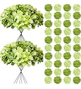 Cherica 50 Pcs Faux Green Mix Hydrangea Artificial Flowers Bulk, Fake Silk Hydrangea Flowers Head...