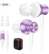 USB C Headphone for Samsung S24, Jiunai Type C Wired Earbuds with Mic In Ear Magnetic Noise Isola...