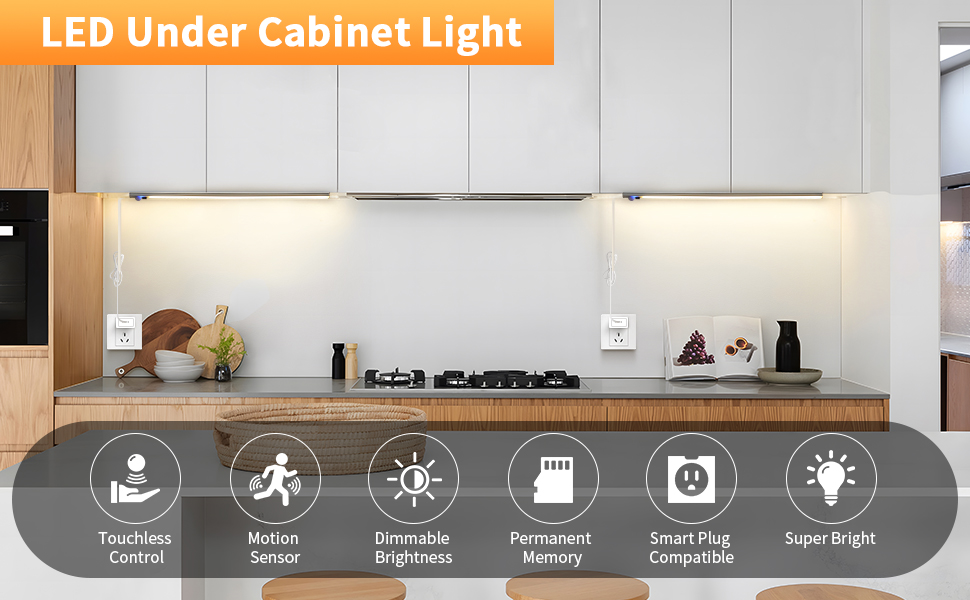 touchless hand-wave usb plug-in motion sensor light indoor for closet counter cabinet kitehcn