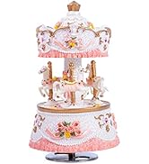Carousel Music Box for Kids Girls with Colorful Led Lights Luxury Musical Carousel Horse Figurine...
