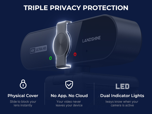 4k webcam triple privacy protection