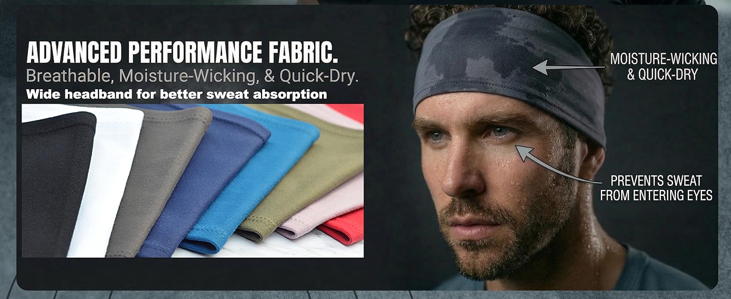 Wide mens running headband