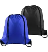 PLULON 2Pcs Drawstring Bags Bulk Drawstring Backpack Blue Black String Backpack Cinch Sack Sport ...