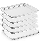 Bastwe Baking Sheet Set of 5, Stainless Steel 5 Piece Cookie Sheet, Toaster Oven Baking Pan Set, ...