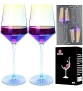 HELLWANG Wine Glasses Set of 2, Hand Blown for Seven Color Dazzling, Ultra-thin, Blindingly brigh...