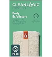 Cleanlogic Organic Cotton Exfoliating Body Scrubber, Reusable Exfoliator Tool for Smooth and Soft...