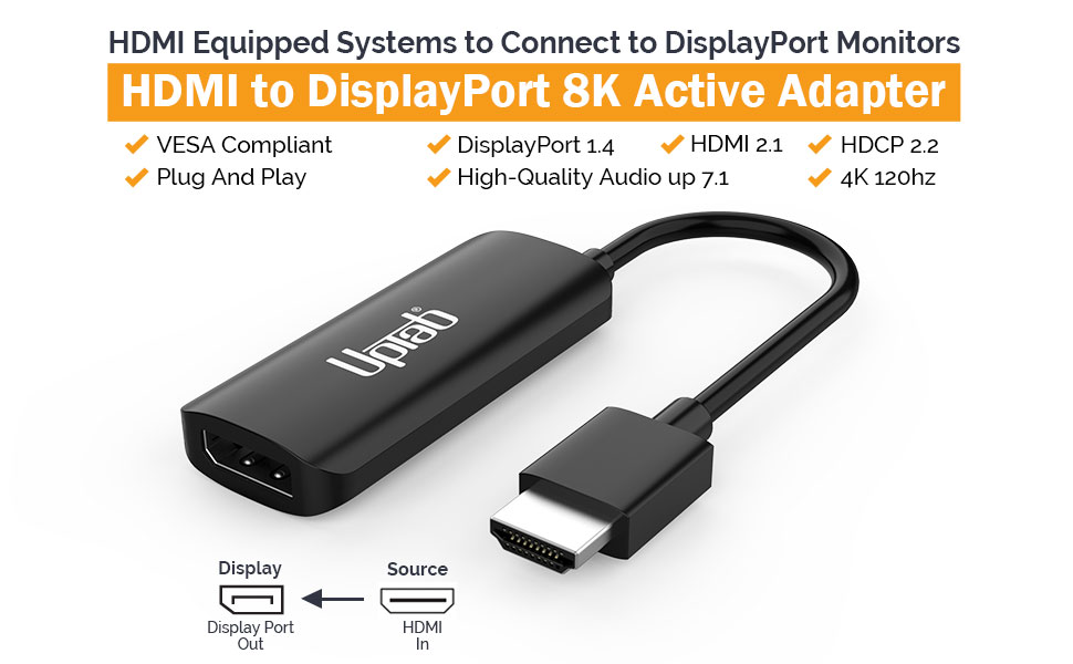 UPTab HDMI to DisplayPort 8K Adapter