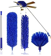 Microfiber Duster Kit High Reach Ceiling Fan Duster with Extendable Pole 100" Telescoping Cobweb ...