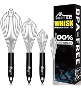 HOTEC 4 Pieces Stainless Steel Whisks Set, Wire Balloon Whisks Egg Beater, Thicken Wire &Non-slip...