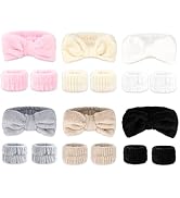 Wecoe 6 Pack Spa Headbands and Wristbands Set for Washing Face Makeup Skincare Cute Soft Bow Hair...