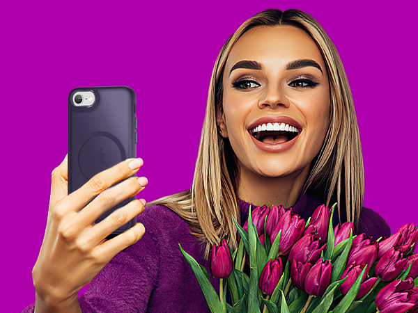 a Purple matte case, elegant, stylish, attractive