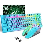 Wireless Gaming Keyboard and Mouse Combo with 87 Key Rainbow LED Backlight Rechargeable 3800mAh B...