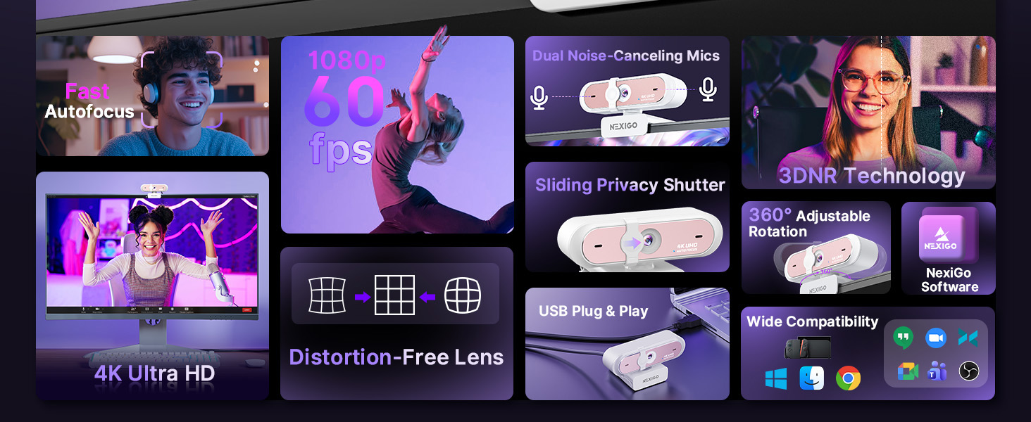 This is a feature overview of the N660P Pro webcam.