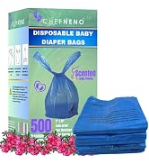 Baby Diaper Bag Disposable (500 Count) Fresh Baby Powder Scent Easy Tie Handles Scented Diaper Sa...