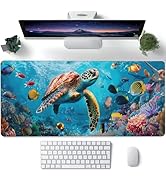 XXL Mouse Pad,Sea Turtle with Colorful Fish Large Gaming Mouse Pad,The Underwater World Desk Mat,...