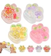 Dayingjiang 4 Packs Cat Paw Taba Squishy Fidget Toys, Cute Kawaii Mochi Squishy, Sticky Fruit Cat...