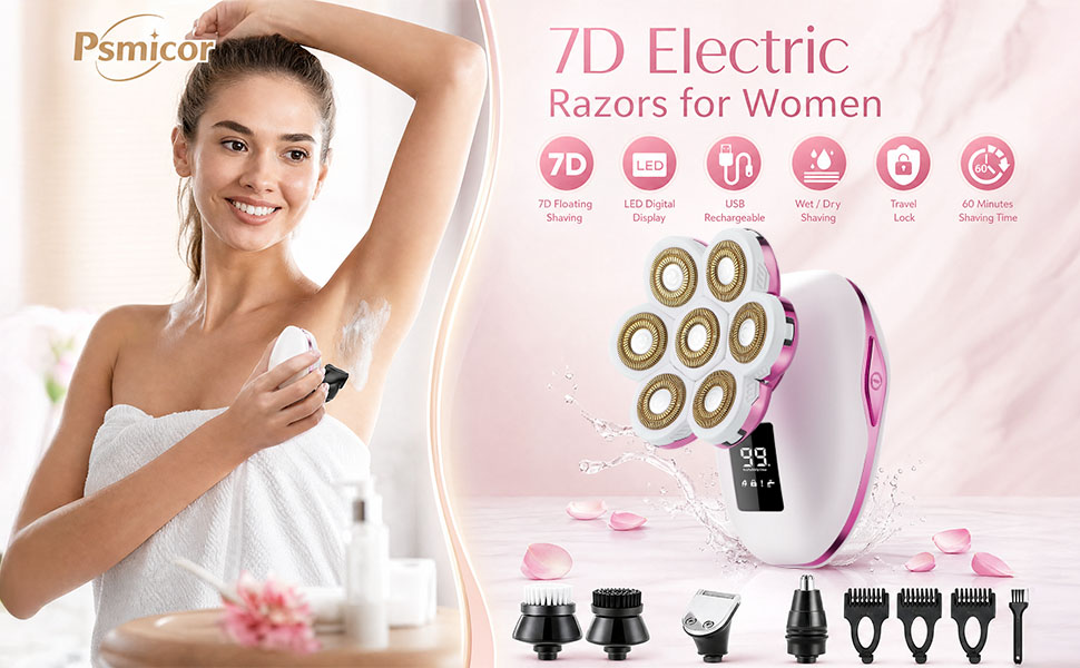 Electric Razors for Women, 7D Electric Shaver for Women