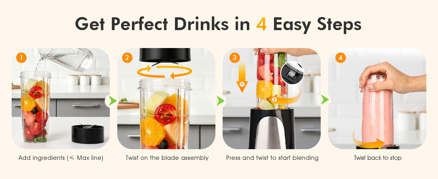 Food Grade 3 Large Capacity To Go Cups 224oz+17oz Ultra Personal Blender Smoothies Shakes Mixer