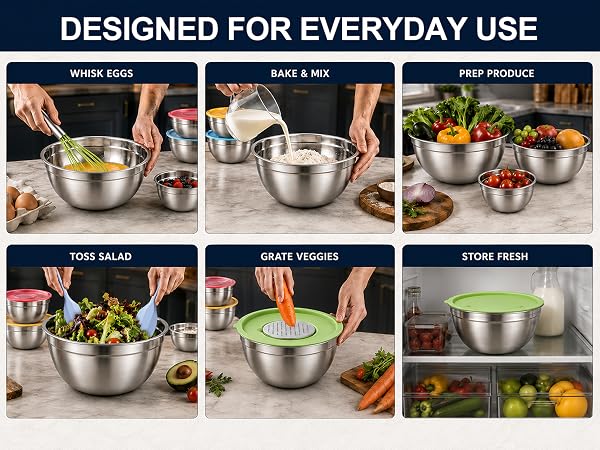 stainless steel; polished interior; brushed exterior; rolled rims; flat base; picture part of AI
