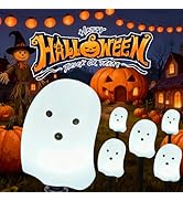 Halloween Solar Lights for Outdoor Decorations, 5 Pack Ghost Pathway Lights, Solar Ghost Lights f...