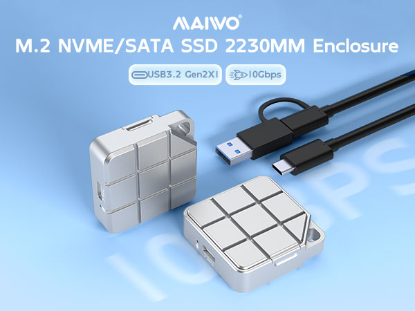 2230mm M.2 Solid State Drive Case Compatible with NVMe SATA M.2 SSD M-KEY and B+M KEY.