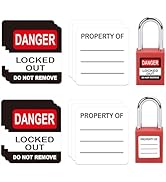YEWROXY 40PCS Lockout Tagout Locks Label, Danger Lock Out Tag Out Do Not Remove Locks Stickers, W...