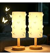 CryzhalinX Butterfly Kids Table Lamp for Bedroom,3 Color Dimmable Night Light,Cute Princess Lamp ...