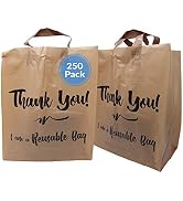 Reli. Reusable Thank You Bags | 250 Bags Bulk | 2 Mil | Brown / Kraft Shopping Bags with Handles ...