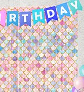 Mermaid Foil Fringe Curtains Backdrop Birthday