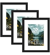 Picrit 8x10 Picture Frame 3 Pack, Black Poster Frame, Display Poster 5 x 7 with Mat or 8 x 10 Wit...