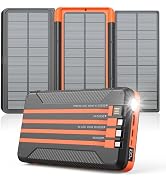Power Bank Solar Charger 46800mAh Built in 4 Cables 3 Foldable Solar Panels, PD20W Fast Charging ...