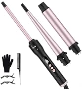 3 in 1 Wand Curling Iron, Curling Iron Set with Tapered Curling Wand (0.5-1") and 2 Interchangeab...
