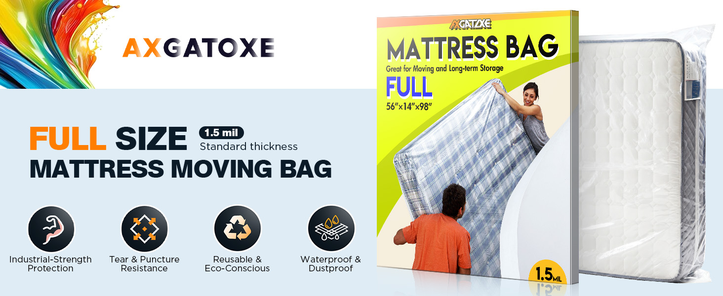 The plastic mattress cover protects your king-size bed during storage and moving.