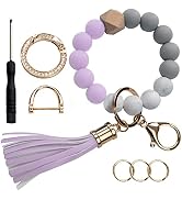 Silicone Beads Key Ring Keychain Bracelet Wristlet for Women, Cute Bead Car Keys Holder Chain Ban...