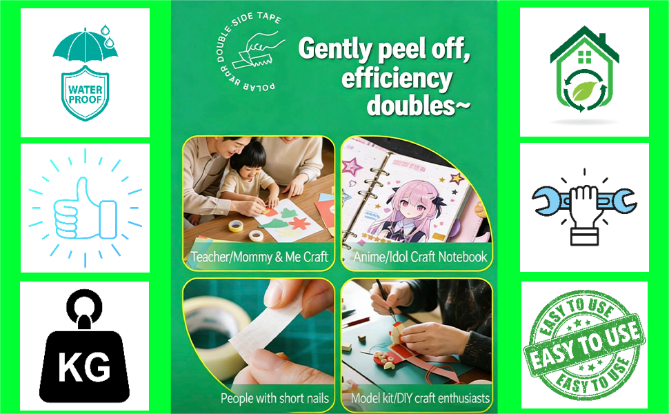 Heavy-Duty Waterproof Double-Sided Tape, Easy to Use, Removable, Suitable for Multiple Scenarios