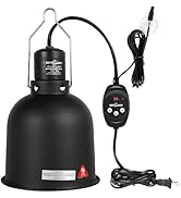 REPTIZOO Reptile Light Fixture with Dimming Thermostat, 5.5 Inch Deep Dome Lamp Fixture with Rept...