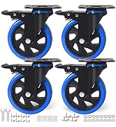 5 Inch Caster Wheels, Casters Set of 4 Heavy Duty with Brake, Safety Dual Locking Casters, No Noi...