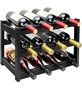 Thalomely Bamboo Wine Rack, 3-Tier 12 Bottles Wine Storage Cabinet Shelf, Easy-Assembly Freestand...