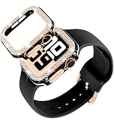 DABAOZA Compatible for Apple Watch Bands 46mm with Bumper, Bling Glitter Women Silicone Soft Comf...