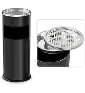 BEAMNOVA Black Trash Can with Lid Outdoor Indoor Stainless Steel Commercial Garbage Bin Waste Con...