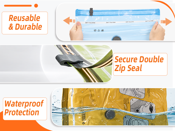 Reusable & Durable Secure Double Zip Seal Waterproof Protection