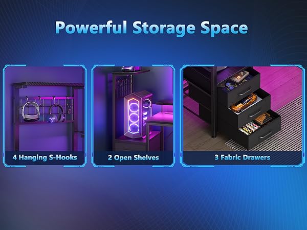 gaming desk wih drawers